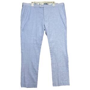 NWT Men PAISLEY & GRAY‎ Slim Fit Linen Blend Pants Tag 40/32, Actual 42/31 Blue